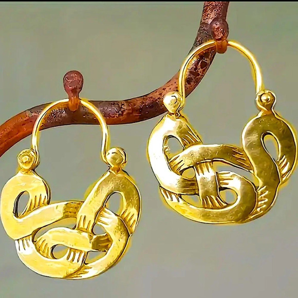 Gold Boho Geometric Irregular Dangle Earrings - Picture 1 of 3